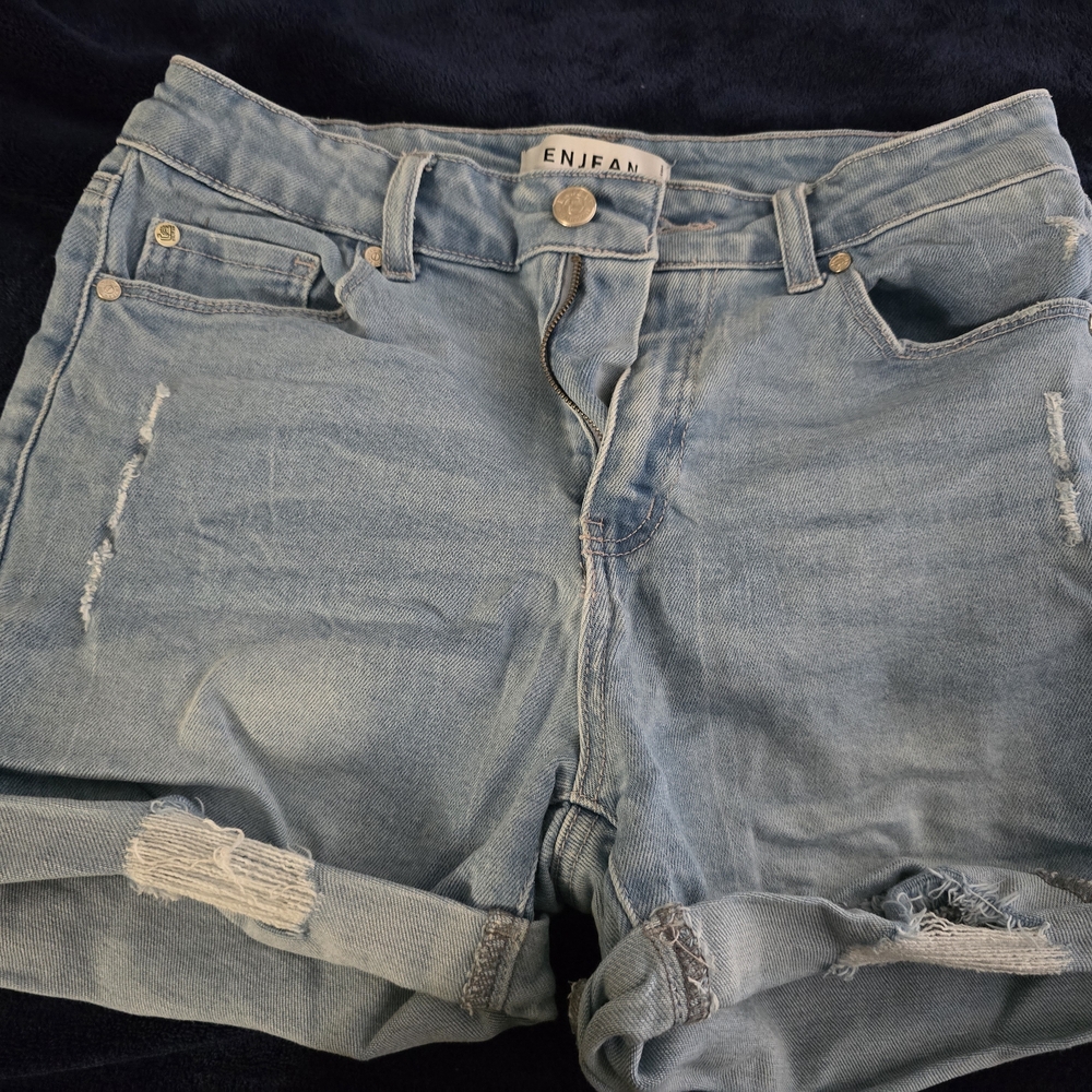 Size L Enjean Light Blue Distressed Women's